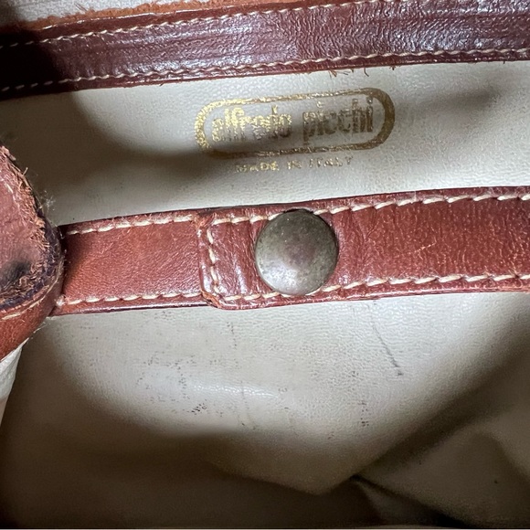 Alfredo picchi woven straw leather vintage bag mini backpack Italian brown - Picture 6 of 8